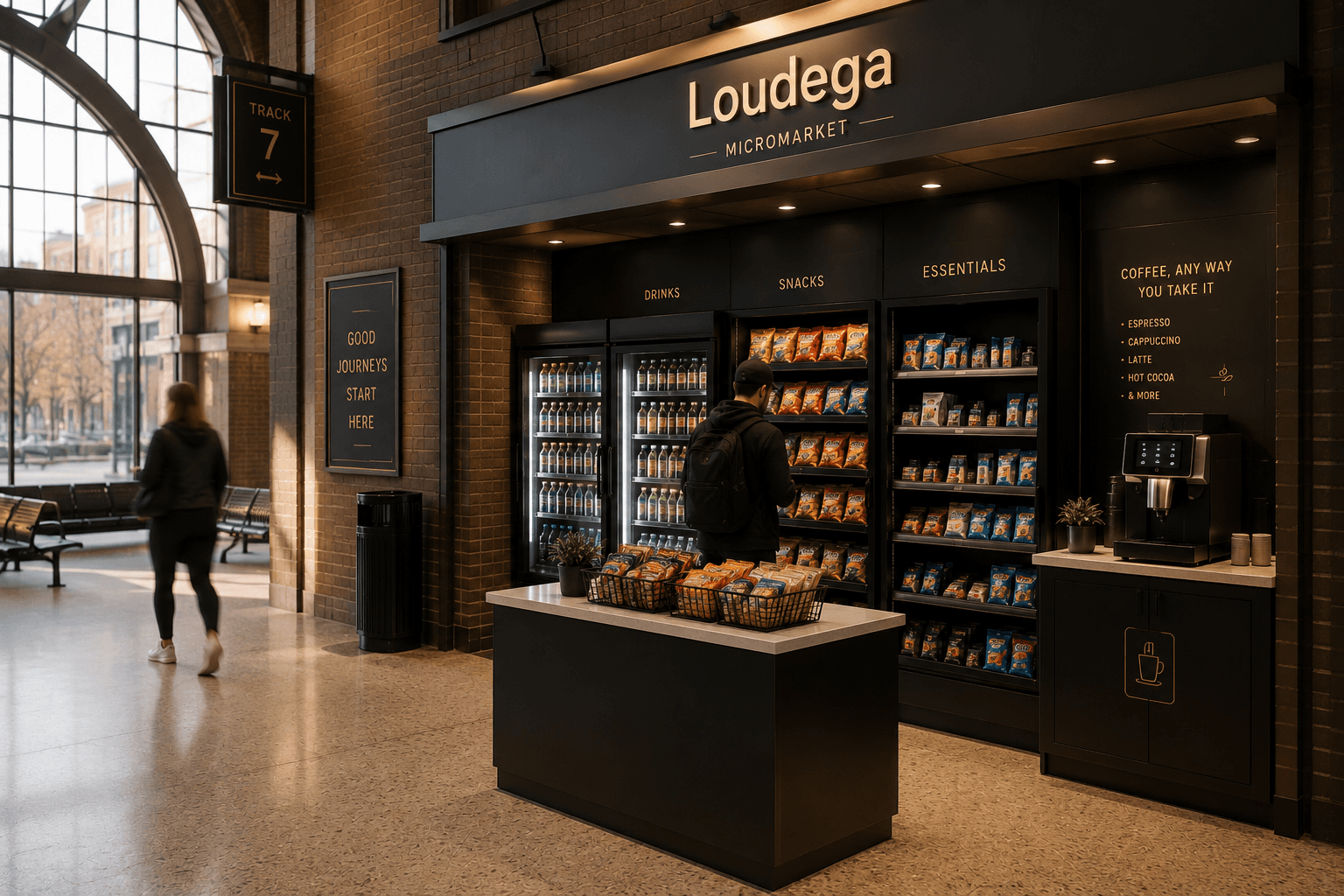 Loudega micro-market pantry with snacks and drinks in a Louisville office